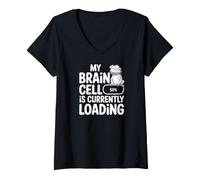 Mujer Mi Cerebro está Cargando un dragón Barbudo Divertido Camiseta Cuello V