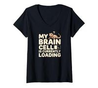 Mujer Mi Cerebro está Cargando un dragón Barbudo Divertido Camiseta Cuello V