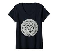 Mujer Mi Cerebro está Fuera de la Oficina Salud Mental Break Camiseta Cuello V