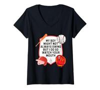 Mujer Mi chico no siempre se balancea, pero lo hago así que cuida tu boca Camiseta Cuello V