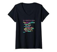 Mujer Mi código genético | Programación de codificación Nerd Ciencias de la Computación Camiseta Cuello V