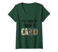 Mujer Mi Color Favorito es el Camuflaje, Divertido diseño para Caza y Actividades al Aire Libre Camiseta Cuello V