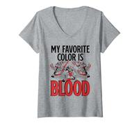 Mujer Mi Color Favorito es la Sangre, Divertida Pintura en Miniatura de Wargamer Camiseta Cuello V