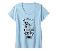Mujer Mi compañero de Pesca Favorito me Llama papá Fisher Buddies Father Camiseta Cuello V