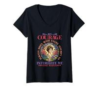 Mujer Mi Coraje Siempre Aumenta con Cada Intento de intimidarme Camiseta Cuello V