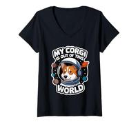 Mujer Mi Corgi está fuera de este mundo Kids Corgi Camiseta Cuello V