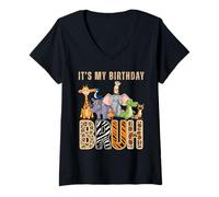 Mujer Mi cumpleaños Bruh Zookeeper Animal Zoo Wildlife Safari Squad Camiseta Cuello V