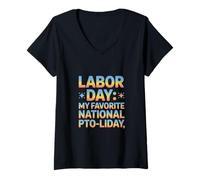Mujer Mi Día Nacional Favorito del Trabajo de PTO Camiseta Cuello V