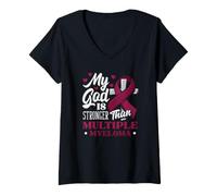Mujer Mi Dios es más Fuerte Que la Conciencia del mieloma múltiple Christian Camiseta Cuello V