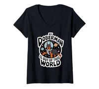 Mujer Mi Doberman está fuera de este mundo Niños Doberman Camiseta Cuello V
