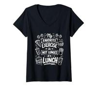 Mujer Mi Ejercicio Favorito es la Comida Humor Gym Camiseta Cuello V