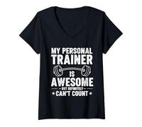 Mujer Mi Entrenador Personal es increíble Pero definitivamente no Puede Contar Camiseta Cuello V