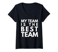 Mujer Mi Equipo es el Mejor Equipo Camiseta Cuello V