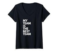 Mujer Mi Equipo es el Mejor Equipo Camiseta Cuello V