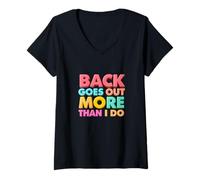 Mujer Mi Espalda Sale más de lo Que Hago Chistes Divertidos de papá Dolor de Espalda Camiseta Cuello V