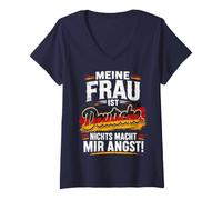Mujer Mi Esposa es Alemana Nada me Asusta Camiseta Cuello V