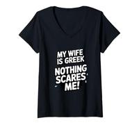 Mujer Mi Esposa Es Griega Nada Me Asusta Esposa Griega Camiseta Cuello V