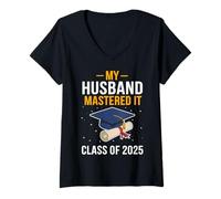 Mujer Mi esposo lo dominó Clase de maestría de 2025 Masterizado Camiseta Cuello V