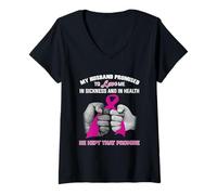 Mujer Mi Esposo prometió amarme Él mantuvo Esa Promesa de cáncer Camiseta Cuello V