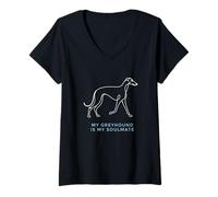 Mujer Mi Galgo es mi Alma Gemela Amante de Las Mascotas Greyhound Racing Camiseta Cuello V