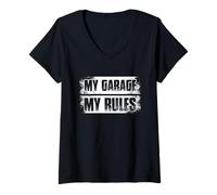 Mujer Mi Garaje, mis Reglas, Amante de los Coches, mecánico, Garaje, tío Camiseta Cuello V