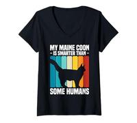 Mujer Mi gato Maine Coon es más inteligente que algunos humanos Camiseta Cuello V