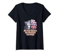 Mujer Mi Gato Piensa Que Las orquídeas Son Juguetes Cita Divertida para Amantes de Las Mascotas Camiseta Cuello V