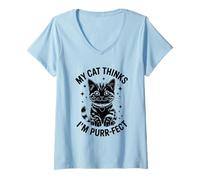 Mujer Mi gato piensa que soy un perfecto amante de los gatos felinos que maúllan Camiseta Cuello V