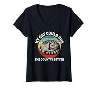 Mujer mi gato podría dirigir el país mejor divertido gato política Camiseta Cuello V