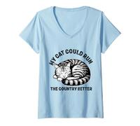 Mujer mi gato podría dirigir el país mejor divertido gato política Camiseta Cuello V