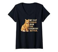 Mujer Mi Gato podría dirigir el país Mejor Humor sarcástico Camiseta Cuello V