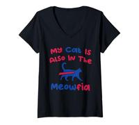 Mujer Mi Gato También Está En El Meowfia Camiseta Cuello V