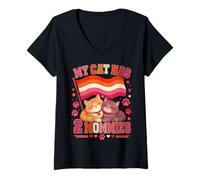 Mujer Mi Gato Tiene Dos Mamás Divertidas Lesbianas Camiseta Cuello V