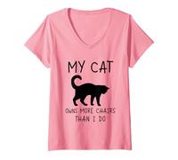 Mujer Mi Gato Tiene más sillas Que yo Humor Gatos Camiseta Cuello V