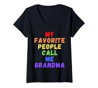Mujer Mi Gente Favorita me Llama Abuela día de la Madre Abuela Mimi Camiseta Cuello V