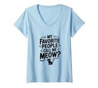 Mujer Mi Gente Favorita me Llama Amante de los Gatos Miau Camiseta Cuello V