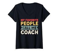 Mujer Mi Gente Favorita me Llama Entrenador Divertido Día del Padre Coaching Camiseta Cuello V