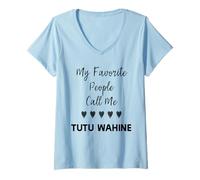 Mujer Mi gente favorita Me llama Tutu Wahine Tía Abuela Mamá Camiseta Cuello V