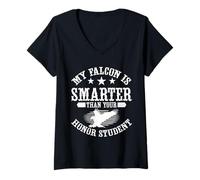 Mujer Mi halcón es más Inteligente Que tu halcón Estudiante de Honor Camiseta Cuello V