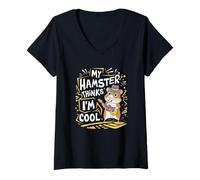 Mujer Mi Hámster Cree Que Soy Genial - Regalo Divertido Camiseta Cuello V