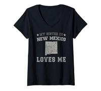 Mujer Mi Hermana En Nuevo México Me Ama América Vintage State Camiseta Cuello V