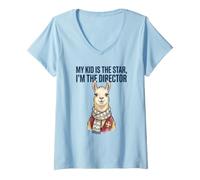 Mujer Mi Hijo es la Estrella, crianza, Madre, Padre, Cita Divertida sobre una Llama Camiseta Cuello V