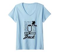 Mujer Mi Hijo Tiene su Espalda desplegado Soldado Militar Camiseta Cuello V