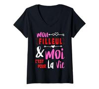 Mujer Mi Hijo y yo es para la Vida Bautismo Madrina Camiseta Cuello V