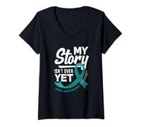 Mujer Mi Historia aún no ha Terminado Concientización sobre el cáncer de Cuello uterino Camiseta Cuello V