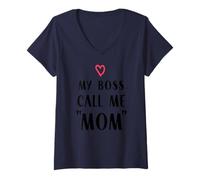 Mujer Mi Jefe me Llama mamá Humor Trabajo y Maternidad Camiseta Cuello V