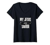 Mujer Mi Jesús, mi Salvador, la fe Cristiana, la Biblia Inspirada en la Indumentaria Camiseta Cuello V
