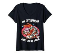 Mujer Mi Jubilación Parece Koi Y Calma Camiseta Cuello V