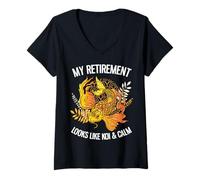Mujer Mi Jubilación Parece Koi Y Calma Camiseta Cuello V