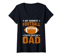 Mujer Mi Jugador de fútbol Favorito me Llama papá Divertido fútbol papá Camiseta Cuello V